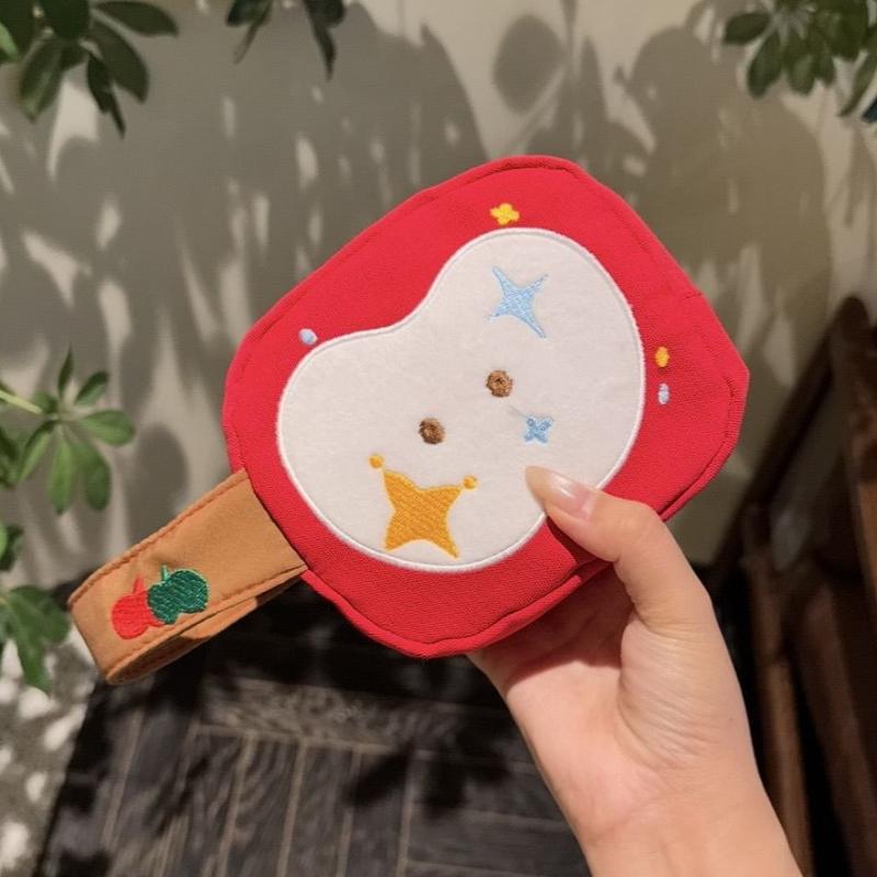 1Pcs Red Apple Camera Storage Bag Travel Embroidered Apple Cosmetic Bag Cute Apple Stitching Square Bag For Instant Cameras