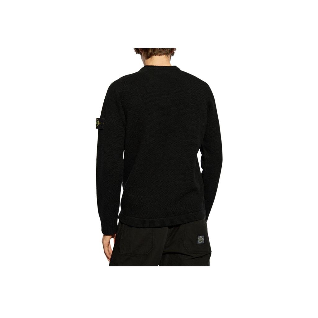 STONE ISLAND Lambs Wool Crewneck Black Men Tops 8115568A3-V0029
