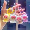 Creative Flocking Sitting Position Girl Tide Play Cute Doll DIY Keychain Schoolbag Pendant Keychain Pendant