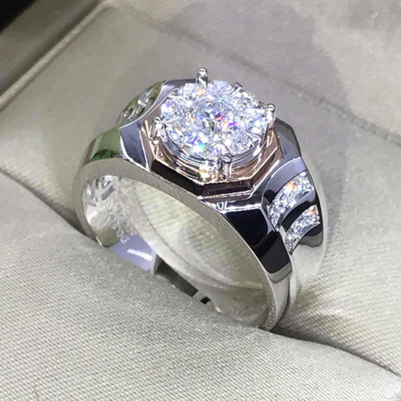 5 Carat Diamond Style Ring Hearts and Arrows PT950 Color Moissanite Open Size Ring for Men and Women 925 Silver Jewelry