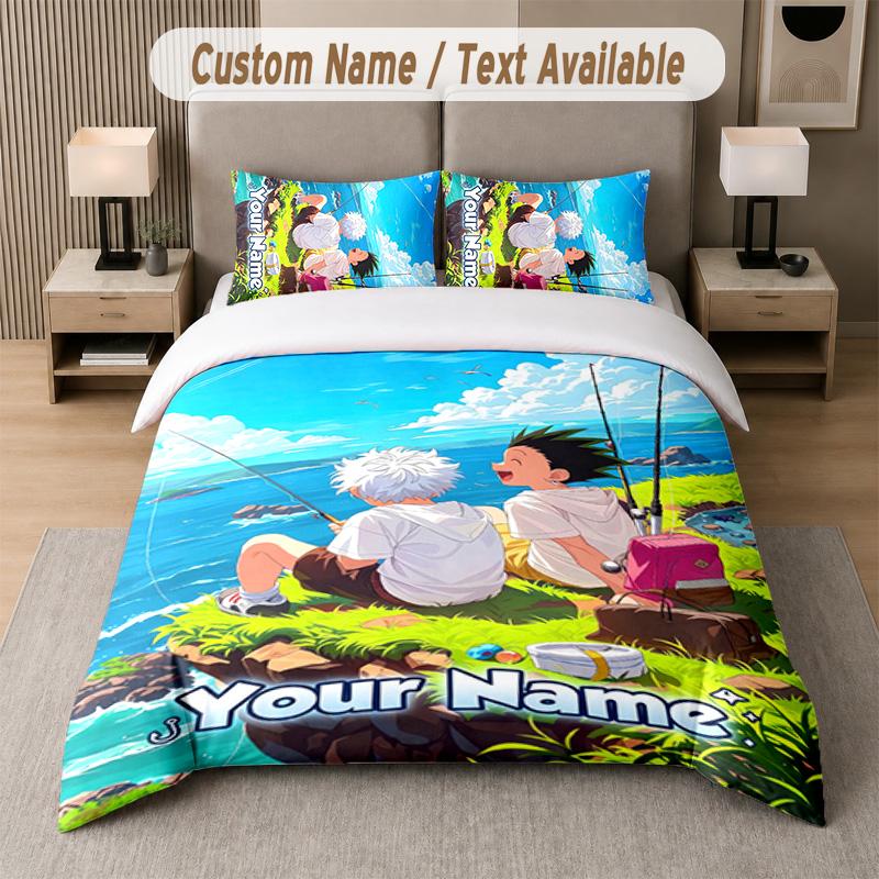 Hunter × Hunter 3Pcs Bedding Set, Personalized Custom Name Text, 1 Duvet Cover & 2 Pillowcases For Bedroom