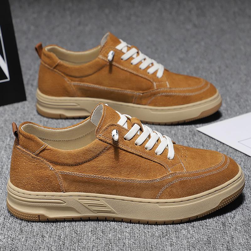 Stylish Men'S Casual Leather Shoes Classic Street Skate Shoes Comfort Non Slip Lacing Vulcanize Footwear Male Outdoor Sneakers