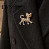Oxidation Resistant Brooch Rhinestone Cat Shape Pin, Kitten Lapel Pin Clip for Alloy Women Girls, Sweater Cardigan Coat Suit Decoration Jewelry