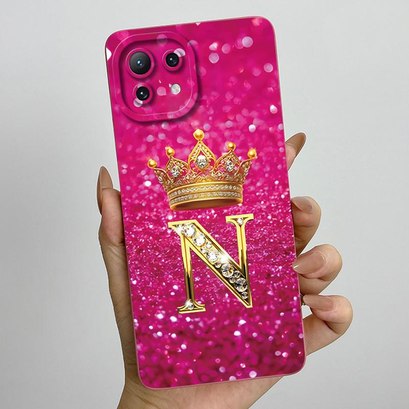 For Xiaomi Mi 11 Lite / 11 Lite 5G / 11 Lite 5G NE Crown Initial Letter Couple Phone Case Soft Silicone TPU Protective Casing