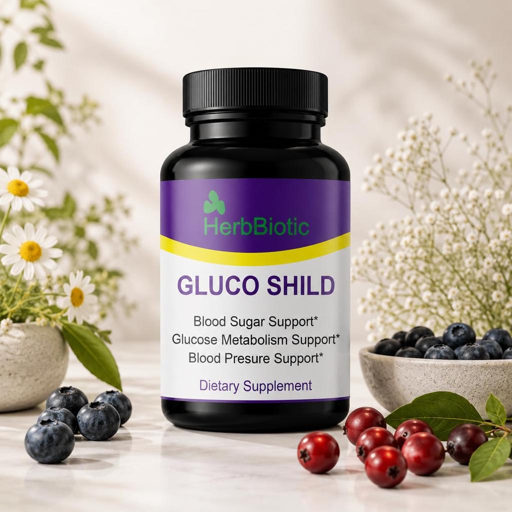 Gluco Shild Blood Sugar Support Supplement – Herbal Glucose Metabolism & Heart Health Formula with Gudmar, Haridra, Karela, Amla, Neem – 60 Capsu