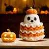 Yousheng Halloween Crochet Ghost Handmade Knitted Ghost with Pumpkin Hat Cute Plush Ghost Tabletop Decoration for Desk Bookshelf Home Decor