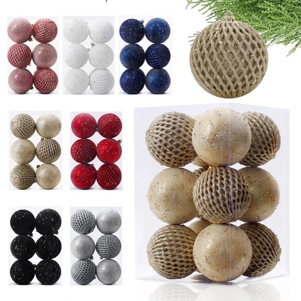12pcs Plastic Painted Christmas Ball Gift Box 8cm Christmas Tree Pendant  Home Xmas Decor