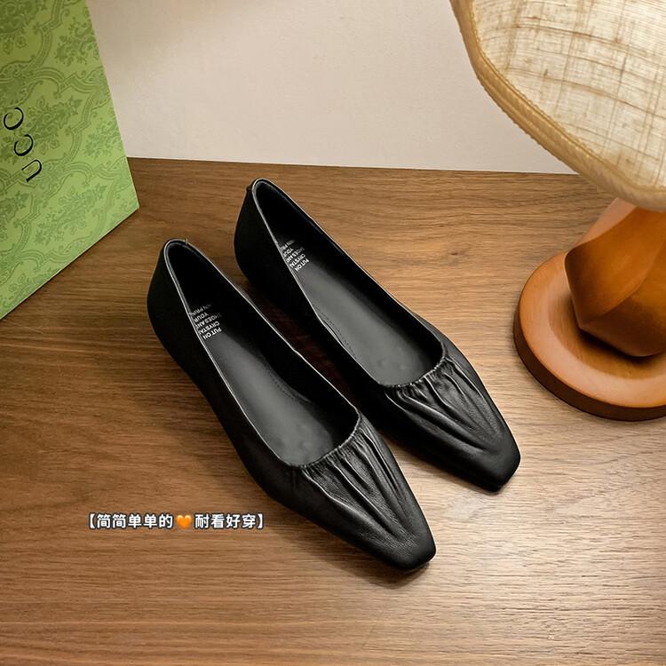 2025 Frühling und Herbst neue kleine quadratische Zehen Mary Janes flacher Ausschnitt Einzelne Schuhe Damen dicker Absatz weiche und bequeme Damenschuhe