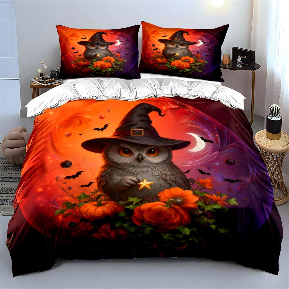 Halloween Decoration Witch Pumpkin Set Soft Comfortable Duvet Cover Bedding Set Included 1*Duvet Cover & 2*Pillowcases, Gift