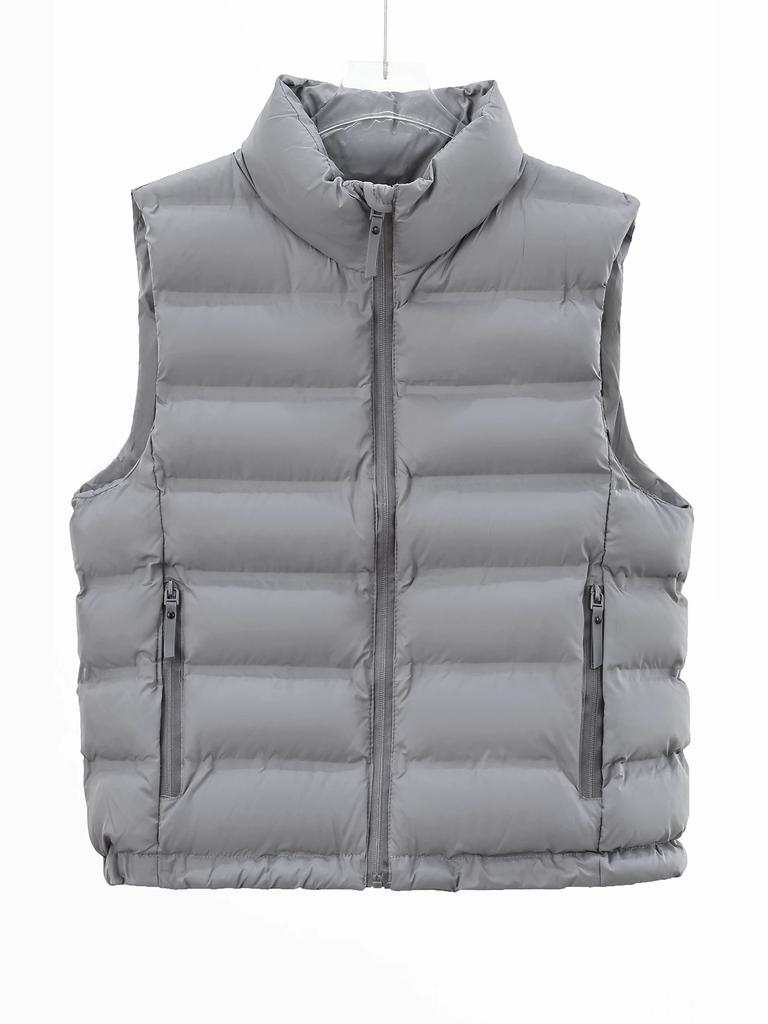 Autumn and winter glue-pressed locking vest, women's stand-up collar sleeveless cotton clothing vest, physical stall to get goods