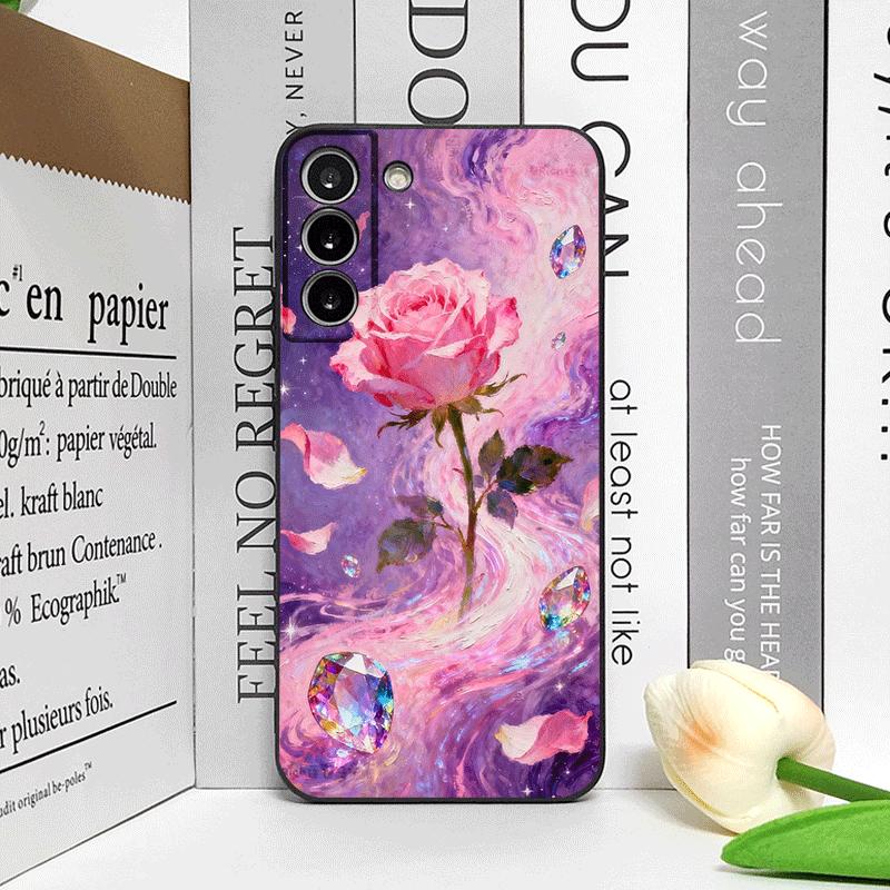 

Роскошный Чехол для Телефона с Принтом Розовой Розы и Алмазов для Samsung Galaxy A56 A14 A55 A16 A54 A36 A53 A52 5G Матовый Мягкий Чехол Galaxy A23 4G