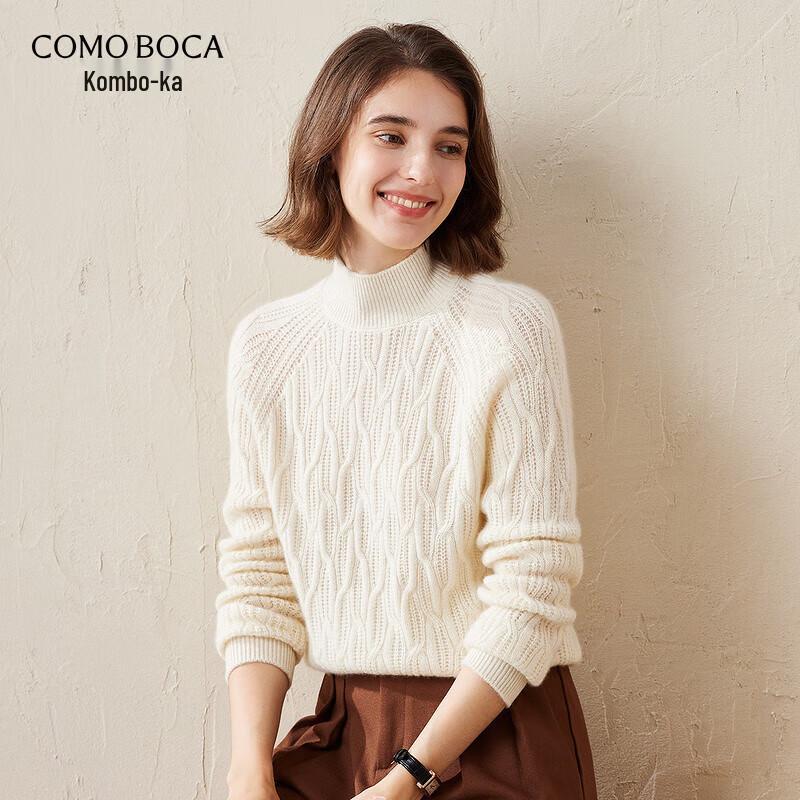 Comen Boca Women's Cable Knit Cashmere Half-Turtleneck Sweater
