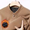 Men's Solid Color Fleece-Lined Sweatshirt, Winter Stand-Up Collar, Long-Sleeve Casual Base Layer.