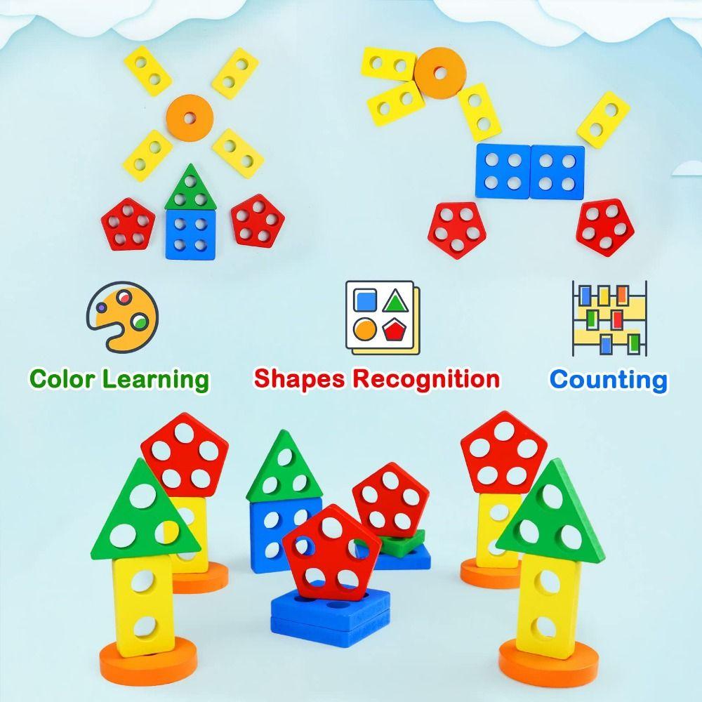 Shape Matching Sorting and Stacking Toys Wooden Learning Puzzle  Early Learning