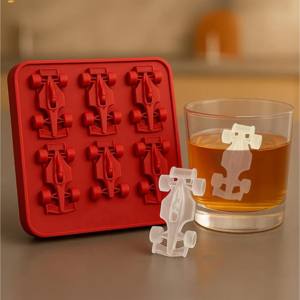Silicone Ice Cubes Tray with Lid 6 Grid Reusable Freezer Mold Car Shape for Whisky Cocktail Wine Juice Chilling Kitchen Gadget