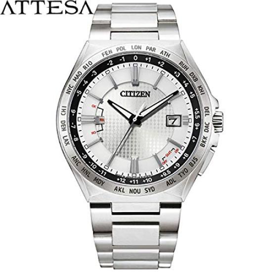 Citizen Attesa Direct Flight ACT Silver Eco-Drive Radio-Controlled Watch, Line, CB0210-54A, Men's,