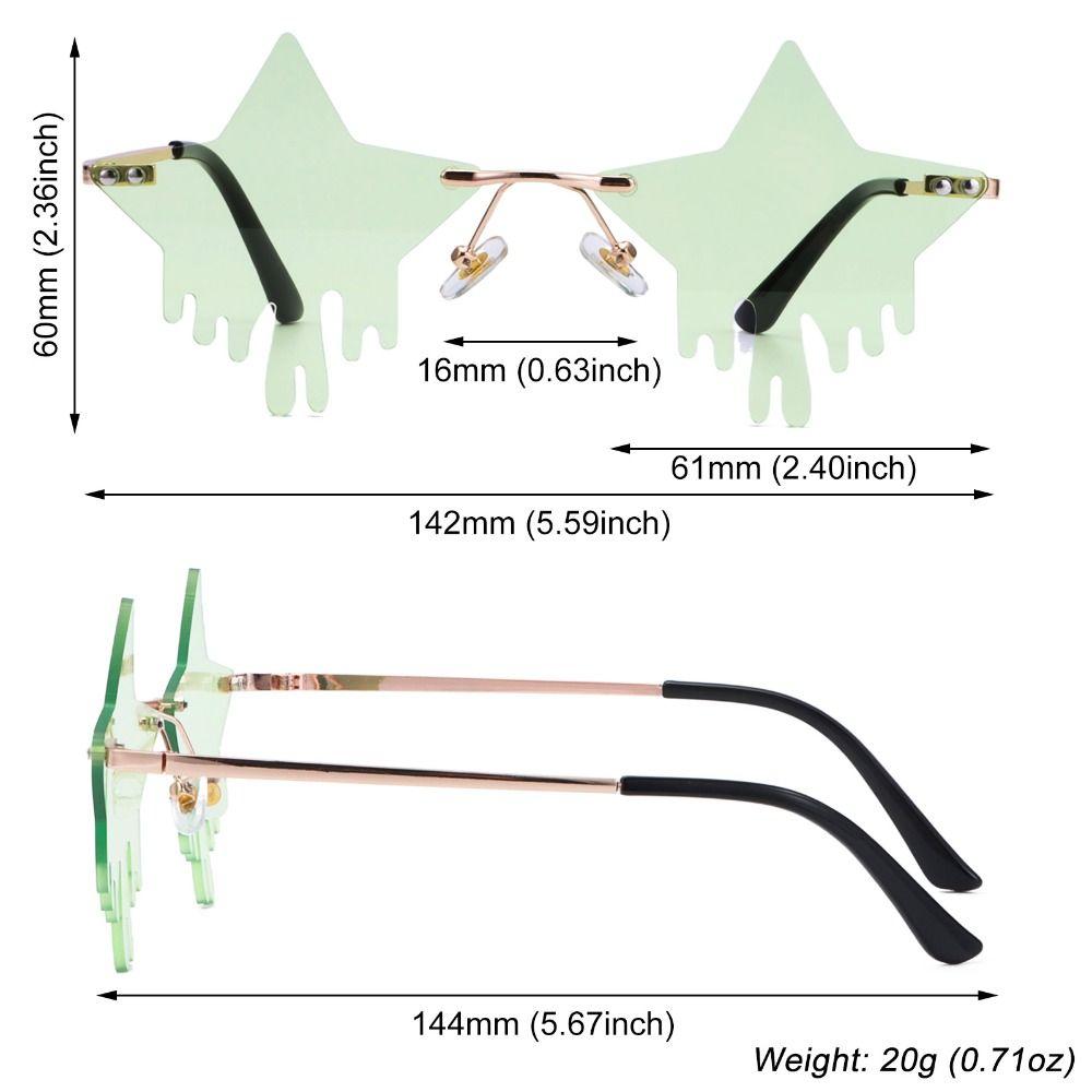 Cosplay Star Shape Rimless Sunglasses Pentagram Droplet Shape Sun Glasses Pentagram Glasses