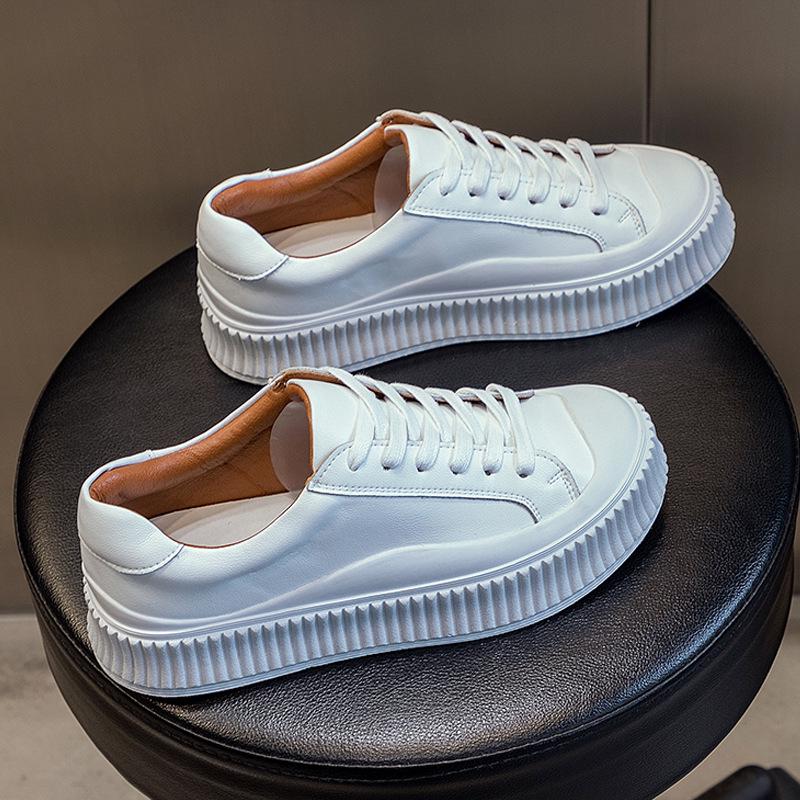 

Женские белые кроссовки на платформе 2023 - Повседневная обувь из натуральной кожи, Толстая подошва, Популярный стиль бисквит , Доступны большие размеры 40, 42 39 белый