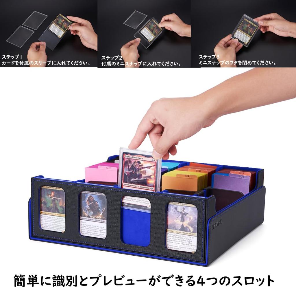 Deck Trading Card Storage Holds with Display and Card Compatible with and Other Card Games with Blue Case, Case, Box, 3000+ Cards, Window, Slots,