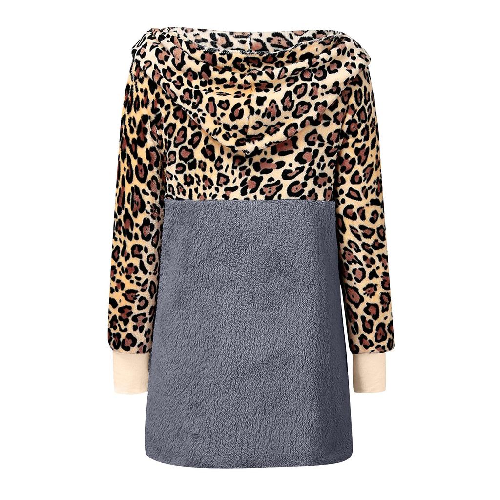 Ladies Casual Plush Hooded Cardigan 