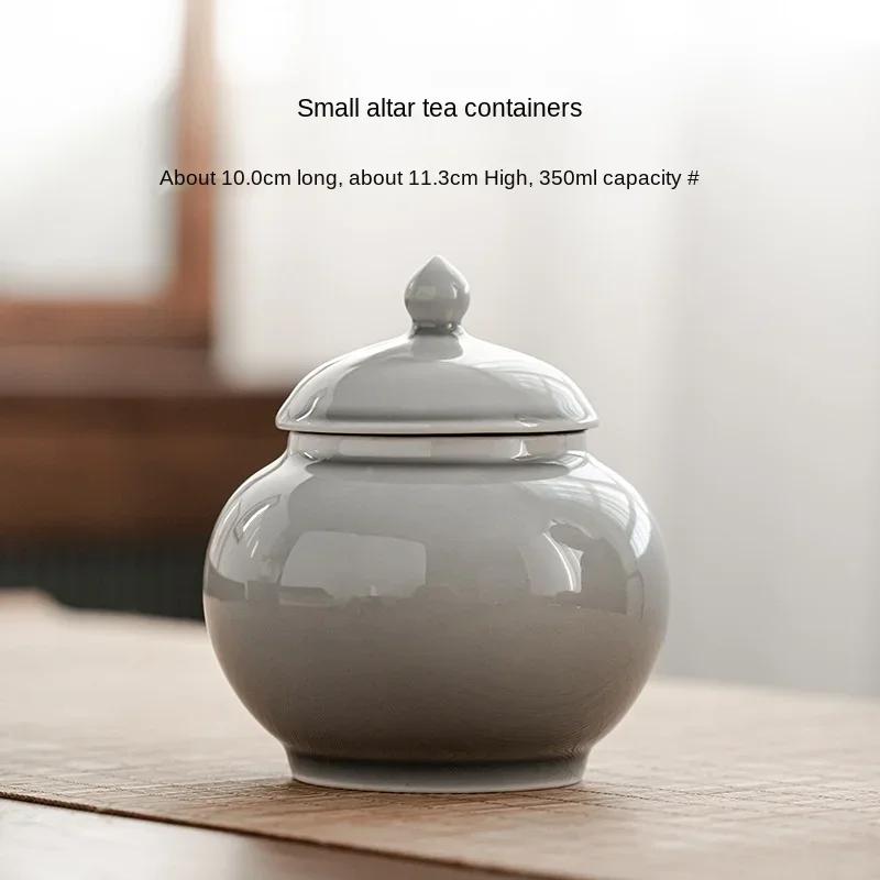 

Ice Gray Glaze Small Jar Tea Jar Creative Japanese Household Small Ceramic Sealed Jar Simple Pu er Tea Box Tea Tin