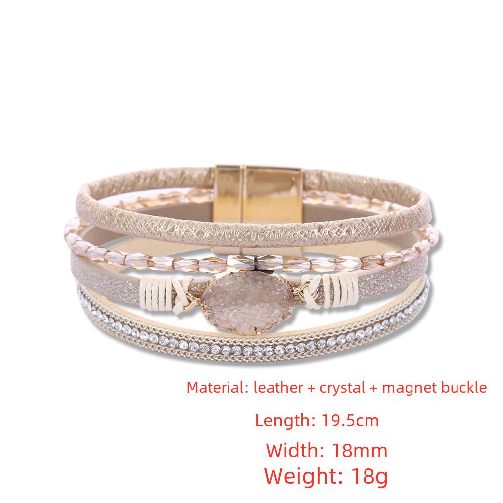 Högkvalitativ Kristall Läder Handvävd Armband med Magnetisk Lås för Kvinnor & Män