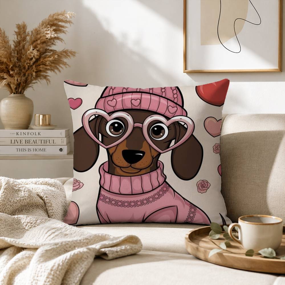 cartoon cute dachshund Pillow Case for Sofa Living Room Home office Decor Protective Cover