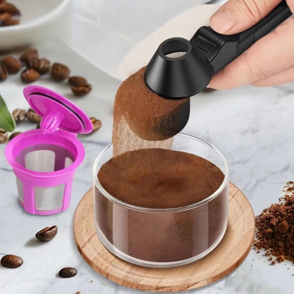 1Pcs Coffee Scoop With Funnel For Reusable K-cup Coffee Pot 2 Tablespoon Capacity Coffee Measuring Spoon Outdoor Tableware