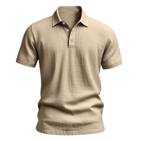Chemise d'été à manches courtes en lin pour homme, respirante, couleur unie, col à revers, boutonnée, T-shirt ample décontracté, haut de blouse de base