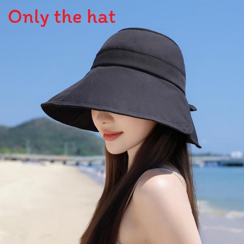 Wide Summer Brimmed Sun Protection Hat With Bow Decoration For Daily Outdoor