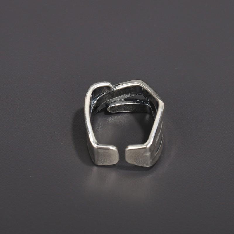 Adjustable Open Ring Men Women Vintage Geometric Irregular Wire Wrap Design Copper Statement