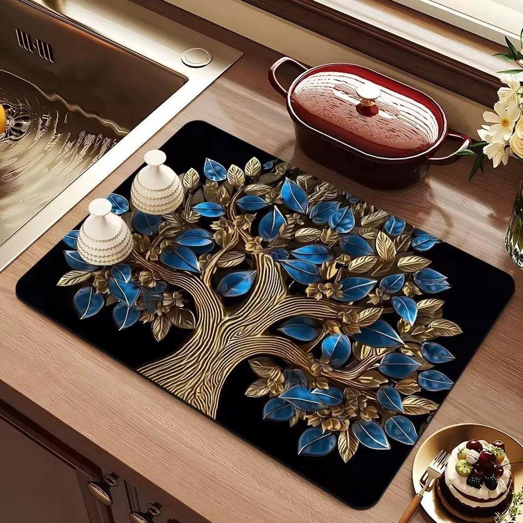 3D Diatom Kitchen Draining Mat - Quick Dry, Non-Slip, Waterproof, Heat-Resistant Countertop Mat