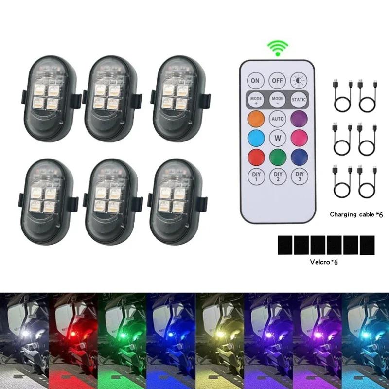 RGB Trådlösa LED Fjärrkontroll Stroboskopljus Bilinredning Atmosfärsljus Varningsljus RGB LED Flygplansstroboskopljus Bil Motorcykel LED-ljus