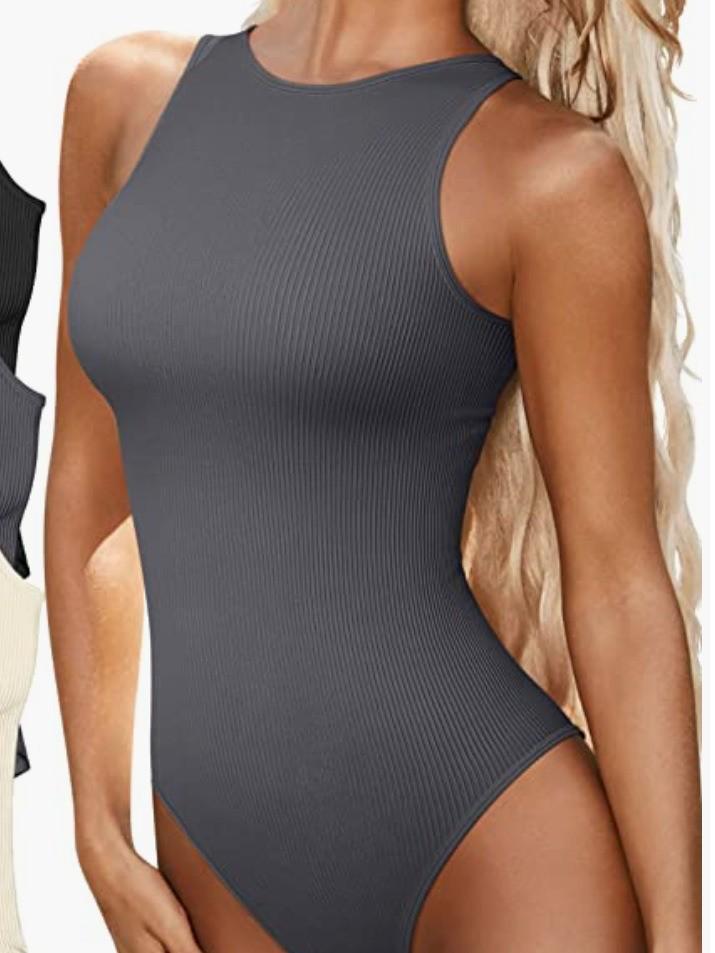 2024 European Ribbed Sleeveless One-Piece Swimsuit with Triangle Yoga Pants