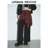 UR 2025 Spring Women's Patchwork Plaid Wide-Leg Pants