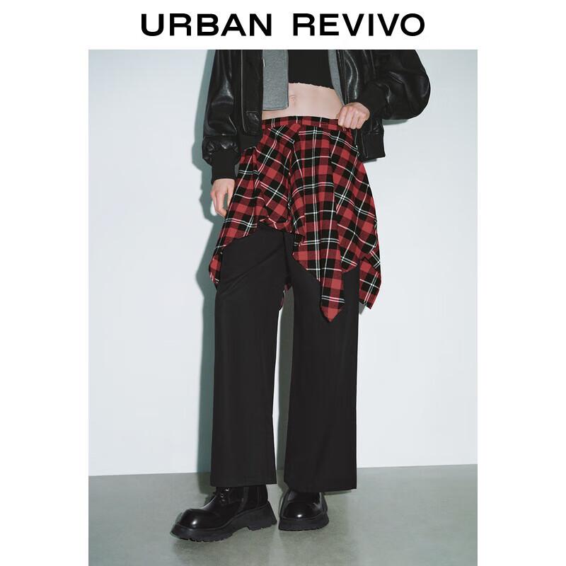 UR 2025 Spring Women's Patchwork Plaid Wide-Leg Pants