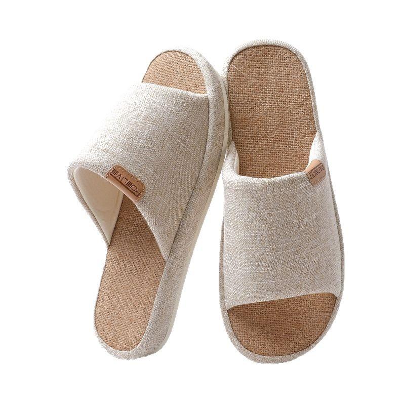 Four Seasons Universal Cotton and Linen Slippers Women's Cute Home Breathable Comfortable Home Linen Slippers