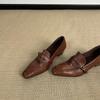Vintage British Style Women's Flats Fashionable Retro Thick Heel Loafers Autumn Winter Low Top Flat Women's Shoes