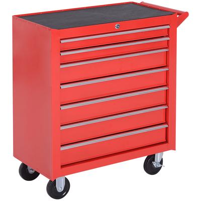Tool Trolley, 2 Small & 5 Large Drawers, Steel, Up To 150 Kg, 69 X 33 X 75 Cm, Red