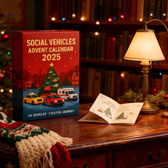 Social Vehicle Advent Calendar 24 Days Acrylic Ornament for Christmas Tree Decor Countdown Decoration for Kids Car Enthusiasts