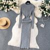 Abito aderente a maniche lunghe a maniche lunghe con scollo a O elegante elegante da donna Abito aderente in maglia aderente alla moda sexy con abiti elastici sottili