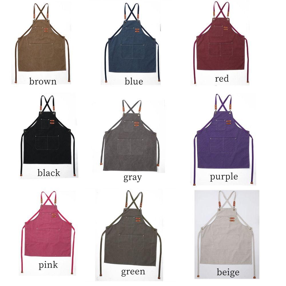 Thicken Antifouling Women Men Waterdrop Resistant Cotton Canvas Barista Apron Canvas Denim Apron