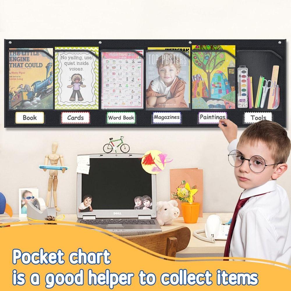 Reusable Horizontal Storage Pocket Chart Sturdy File Storage Pocket Chart  Wall Door