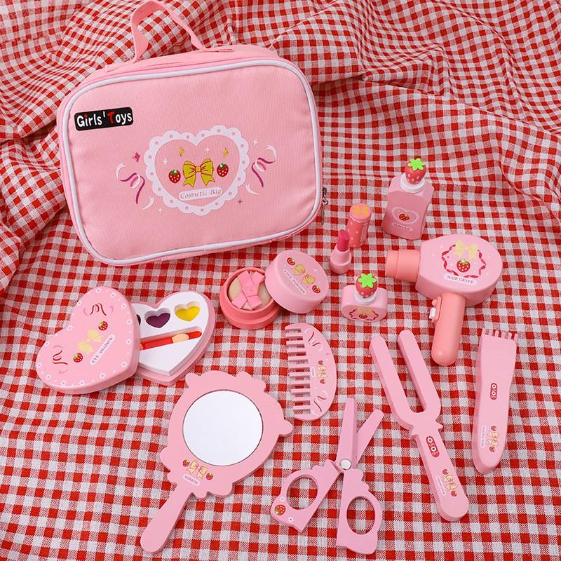 Wooden Dressing Table Toy Set Girls Pretend Play Makeup Role Educational Toddler 4-6 Years