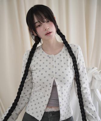 Mireco Soft Dot Jacquard Cardigan Ivory