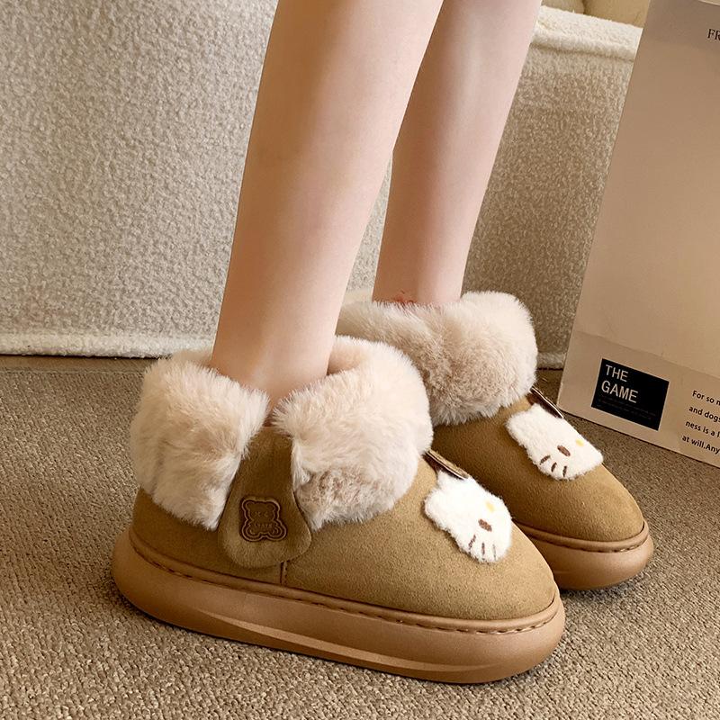 Cute cat cotton shoes 2025 new autumn and winter indoor home non-slip confinement shoes piled thickened cotton shoes women