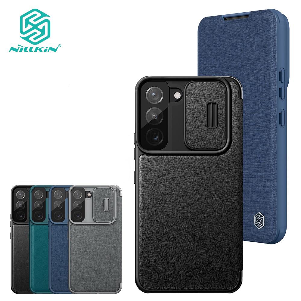 

Nillkin QIN Pro Обычная кожаная ткань Чехол для Samsung Galaxy S22 Флип-телефон Камера Слайдер Ударопрочная крышка