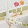 Suction Cup Base Three-in-One Cleaning Brush Removable Long Handle Mug Cleaning Scrubber Multifunctional Washer