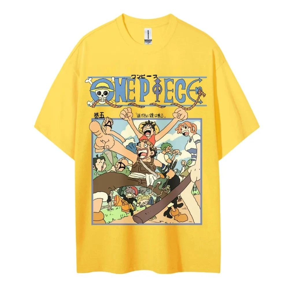 

One Piece Animation Derivatives Luffy Usopp Printing Men s And Women s Summer Fashion Breathable Street Short-sleeved T-Shirt 4XL зелений