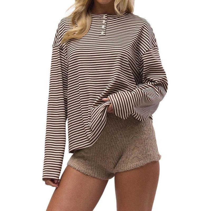 Women S Striped Loose Long Sleeve T Shirt Casual Fashion Top